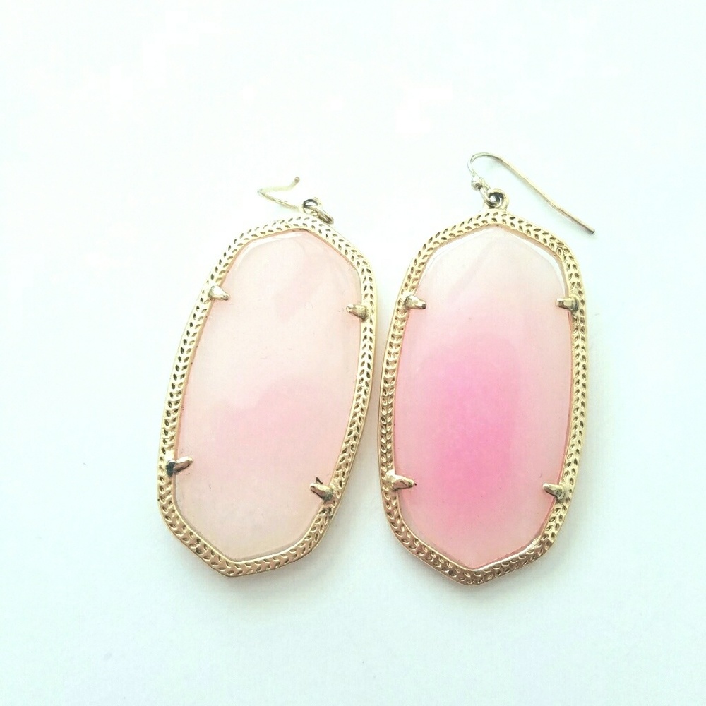 Kendra Scott Rare Pink Ombre Danielle Earrings Old Frame, Goldtone EUC